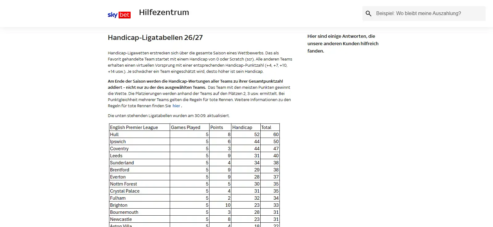 Live-Bereich von Sky Bet mit laufenden Spielen und zugehörigen Märkten